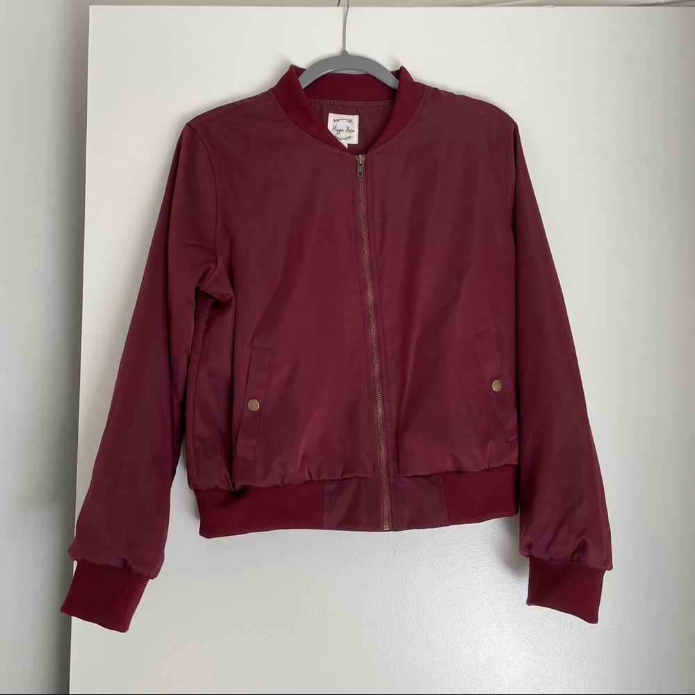 Burgundy bomber jacket